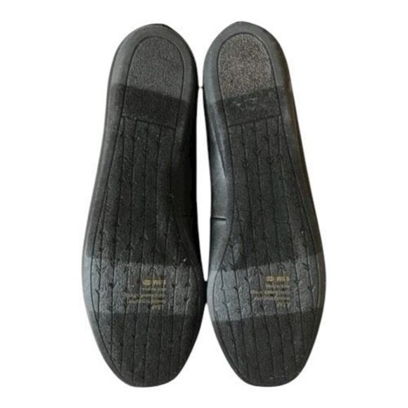 Women Black Elastic Ankle Straps Ballerina Walking Flats Size 8.5M Dress Shoes - Picture 9 of 12